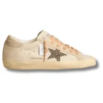 Super-Star LTD in leather with beige suede star with Swarovski studs
