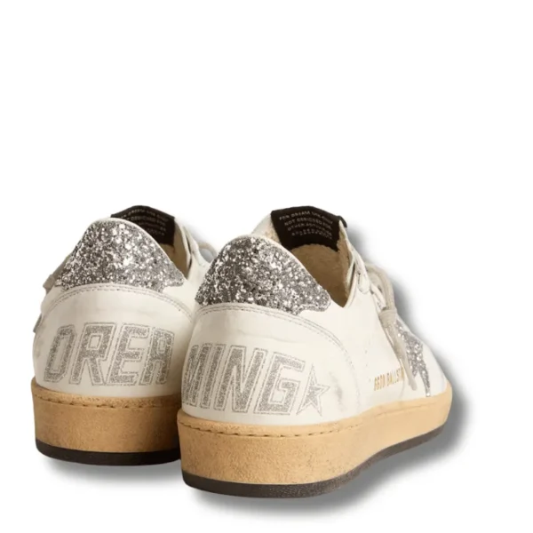 Women’s Ball Star in silver glitter with ice-gray suede inserts