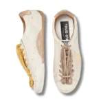 Women's True-Star in white nappa leather with gold star and beige suede heel tab