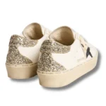 Women's Hi Star with blue glitter star and platinum glitter heel tab